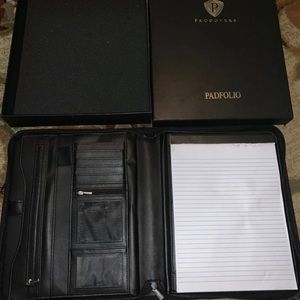 leather portfolio with ipad holder